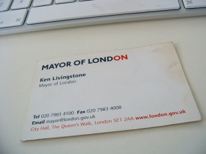 Business Card - Mayor of London 